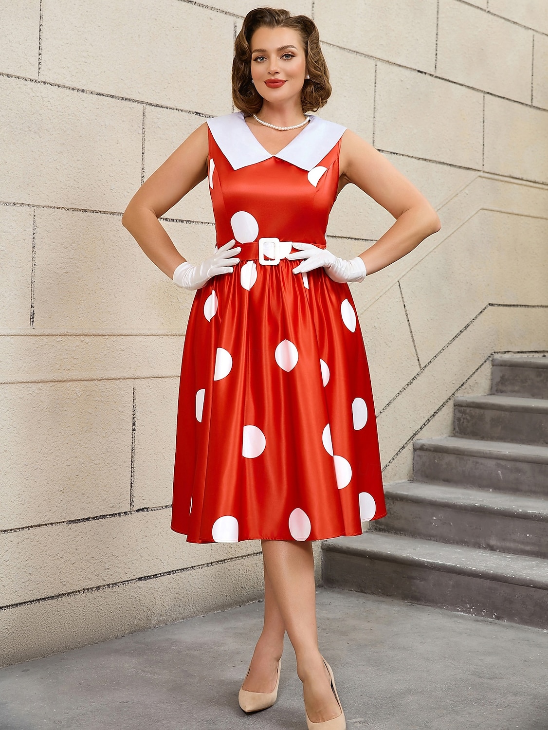 Retro 50. léta Rockabilly Polední Šaty na šaty Flare šaty Větší velikosti S páskem Puntíky A-Linie Dámské Dovolená Čajový dýchánek Retro tematická párty Dospělé Šaty Pásek Jaro léto 2025 - $51.99 –P8