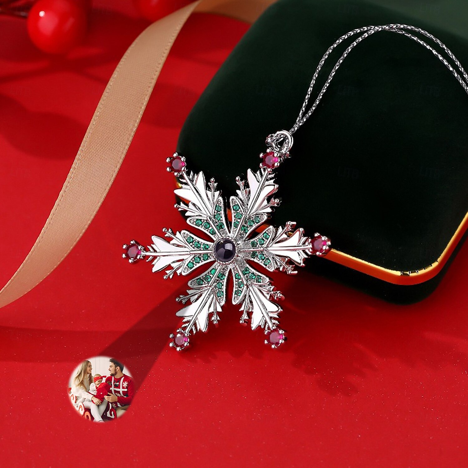 henkilökohtainen jouluvalokuva lumihiutaleprojektiokoriste mukautettu kuva muistolahjariipus joulukuusi roikkuukoriste, joululahja hänelle/hänelle/perheelle 2025 - $27.99 –P1