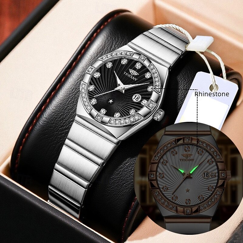 Uusi tyylikäs naisten ruusukultakotelo kvartsikello ipx7 vedenkestävyys ja luminous kalenterinäyttö rannekello arkielämään matkalle ystävänpäivälahja naisille 2026 - $16.99 –P8