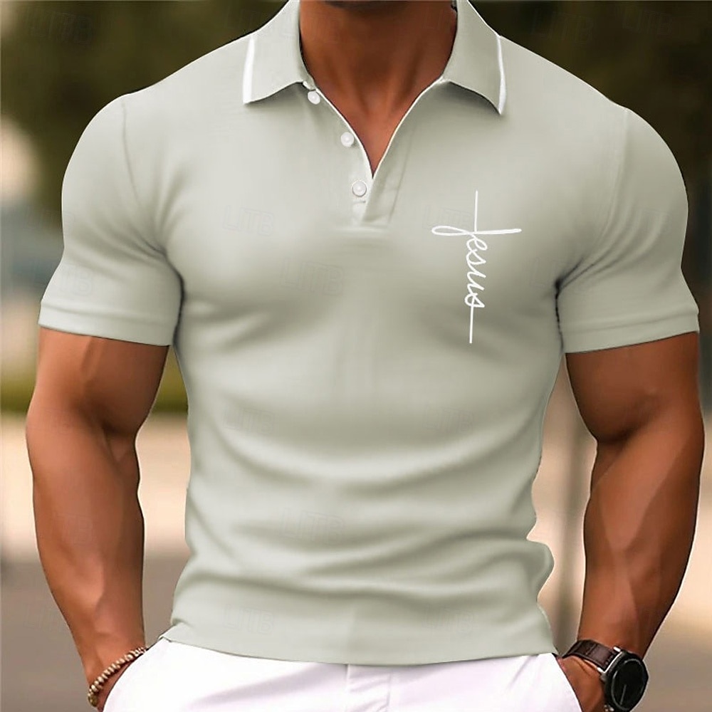 Homme Foi Polo Chemise de golf Manche Courte Polos Chemises à Col Vêtement décontracté de travaile Vêtements de travail Tenue formelle Vêtements de festival Boutons Impression 3D Rose Claire bleu de 2026 ? $23.99 –P5