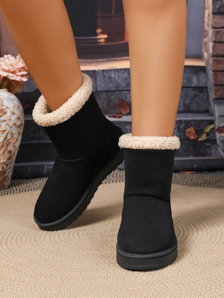 Femmes Bottes Bottes de Neige Quotidien Talon plat Bout Rond Occasionnel Daim Mocassin Chameau Noir Blanche de 2025 ? $24.99 –P6