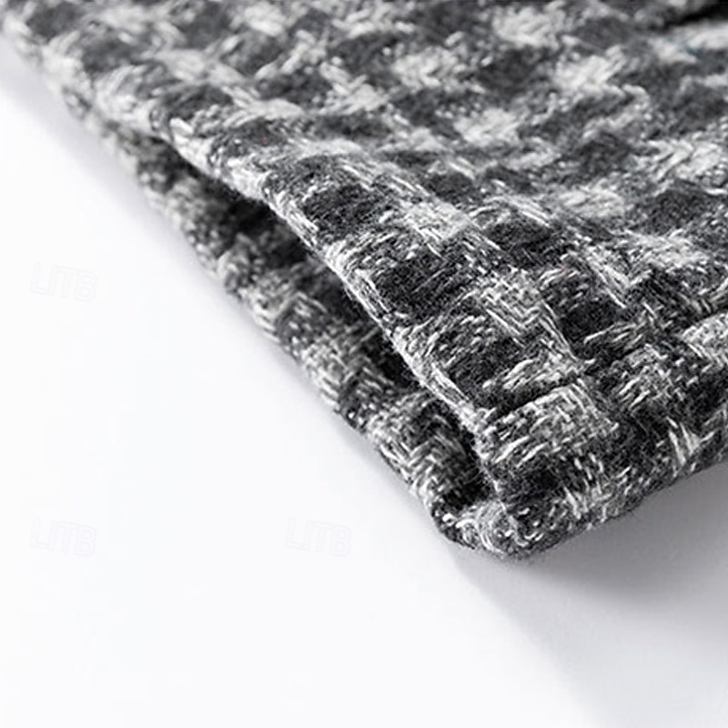 2025年 男性用 軽量ジャケット カジュアルジャケット バケーション 日常 保温 ポケット 秋 冬 チェック ファッション クラシック ラペル レギュラー ブラック カーキ色 グレー ジャケット  コレクション – $52.99 –P9