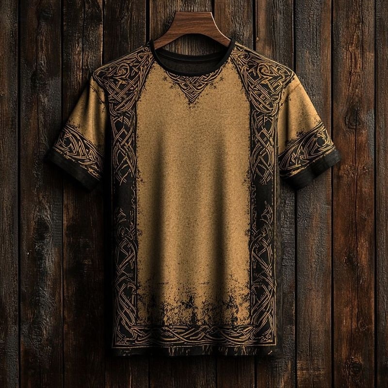Men's Tee Short Sleeve Shirt Tee Top Short Sleeve Crew Neck Summer Fall Graphic Fashion Designer Retro Vintage Print Vacation Street Going out Dark Brown Black Brown Top Tee for Men 2026 - $16.99 –P1
