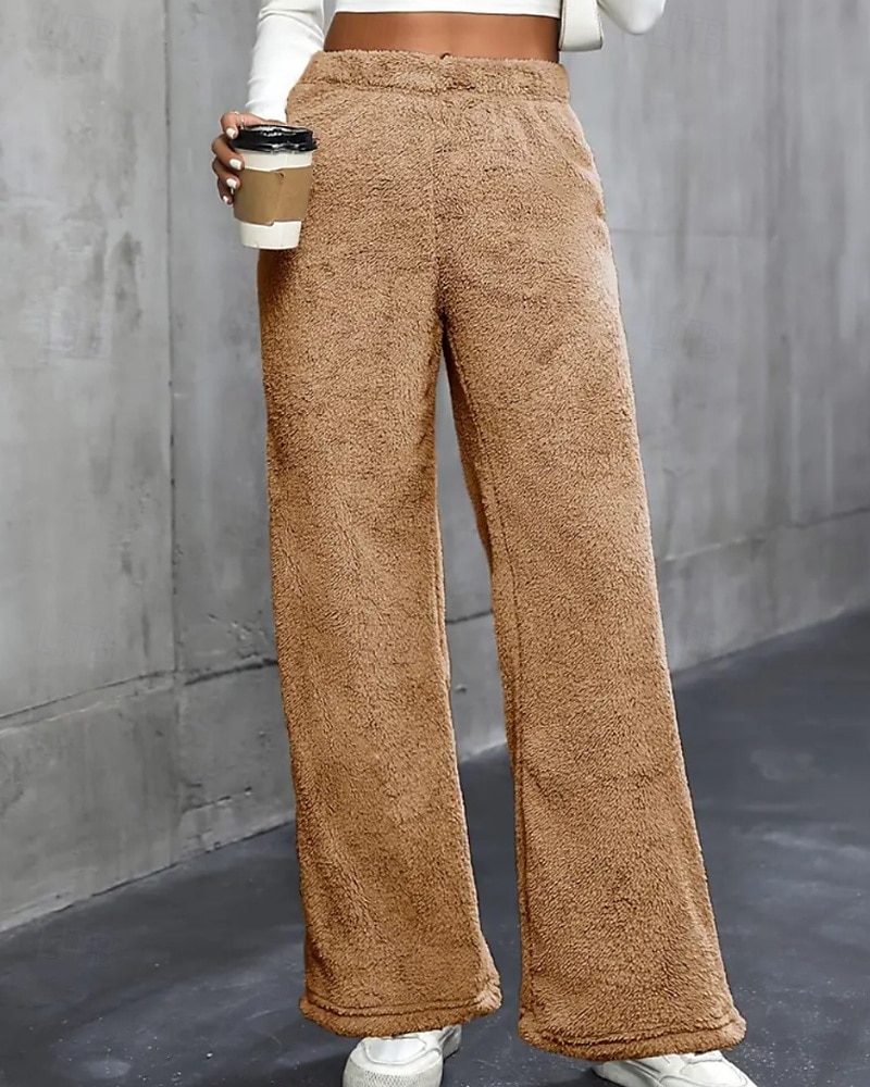 Per donna Gamba larga Pantaloni Eleganti Streetwear Casual Lunghezza intera Naturale Semplice Elastico in vita Confortevole Ferie Uscire Weekend Grigio Nero Bianco Cachi Autunno Vestibilità regolare del 2025 a $18.99 –P1
