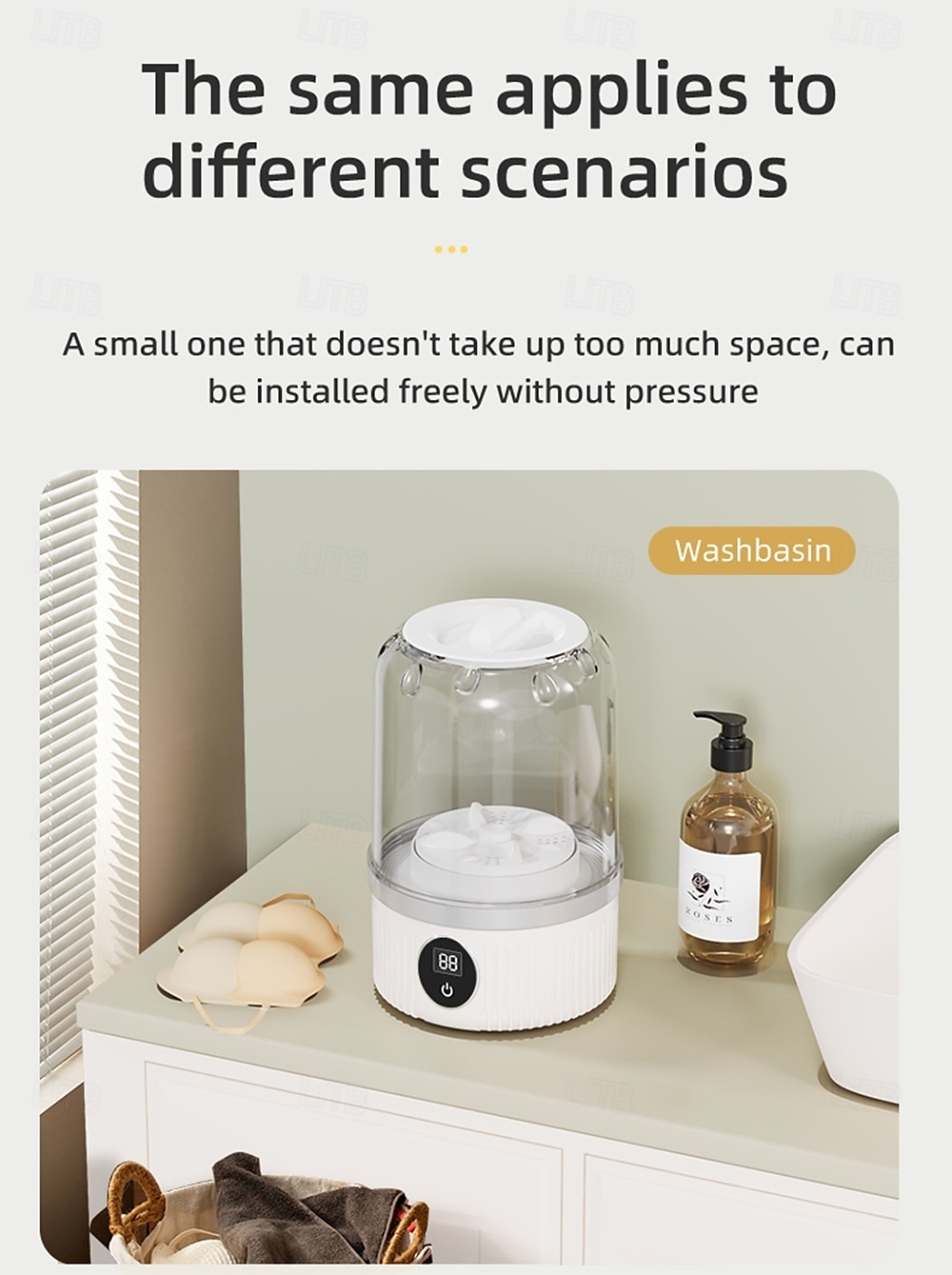 draagbare automatische wasmachine geen stekker nodig geen montage nodig 3000 mAh ultra sterke batterijduur kan ongeveer 15 keer worden gebruikt na 2 uur opladen geschikt voor zakenreizen familie 2025 - $31.99 –P15