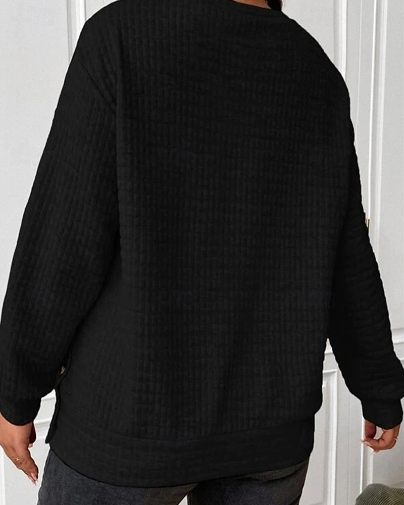 Dame Pullover عادي Gatemote Fritid Behagelig Langermet Crew-hals Vanlige topper Gate Ferie Ut på byen Svart Grå Høst 2025 - $24.99 –P4