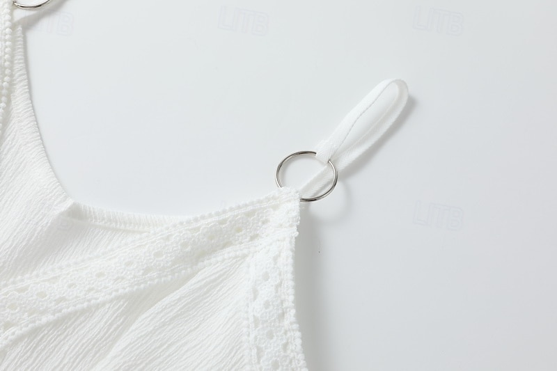 Femmes Mini Robe Robe Nuisette Robe bohème Robe occidentale Mode Classique Moderne Extérieur Vacances Fête Coupe régulière Uni Sans manches Bretelles spaghetti Blanche Été de 2025 ? $33.99 –P7