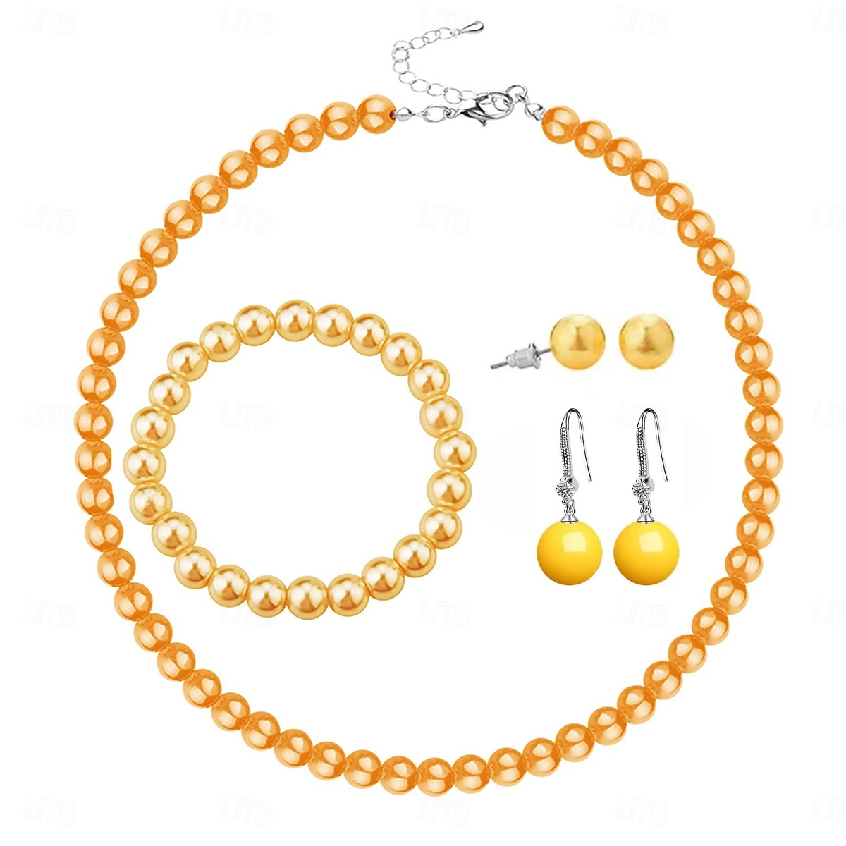 Los sistemas nupciales de la joyería 1 Perla Artificial 1 Brazalete Pendientes Collare Mujer Elegante Lujo Bonito Alegría Conjunto de joyas Para Ropa de fiesta de noche 2025 - $27.99 –P3
