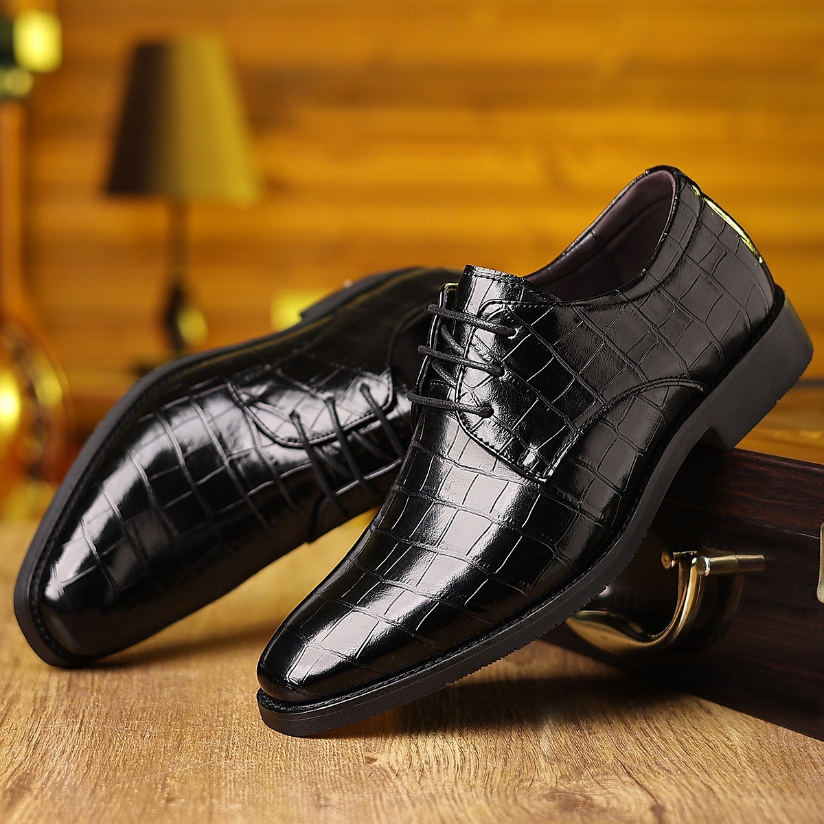 scarpe oxford da uomo in similpelle con stampa coccodrillo verde – stile stringato lucido per gentiluomini eleganti, cocktail party e incontri di lusso del 2025 a $34.99 –P7