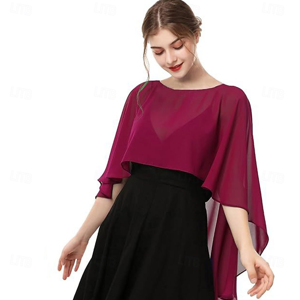 capelets voor vrouwen chiffon capes sjaals en omslagdoeken voor avondjurken bruiloft capes cover-up 2026 - $16.49 –P16