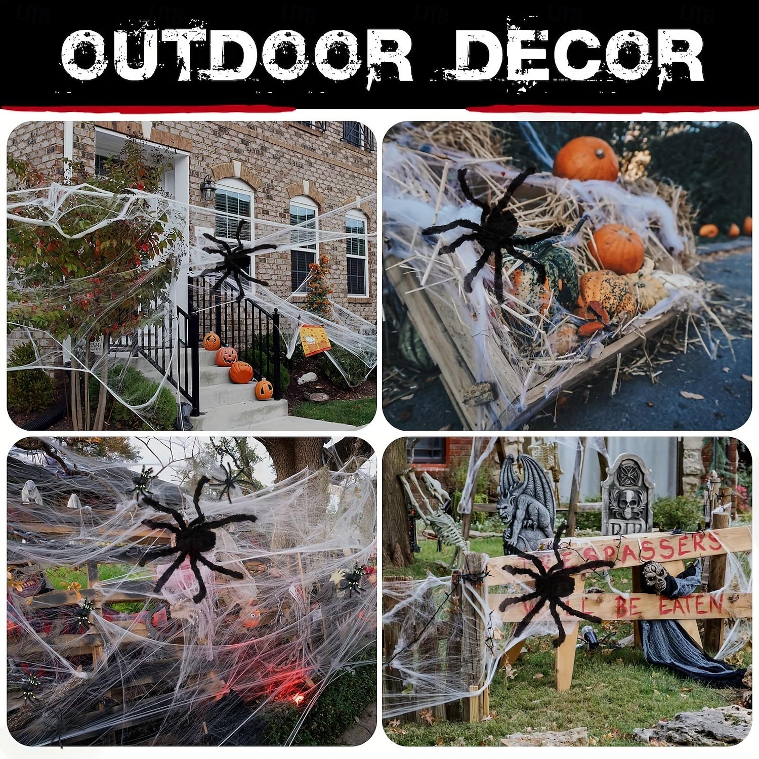 εξωτερικές διακοσμήσεις για το Halloween, μαύρες τρομακτικές γιγάντιες ψεύτικες τριχωτές αράχνες για διακόσμηση πάρτι αυλής 2025 - $24.99 –P8