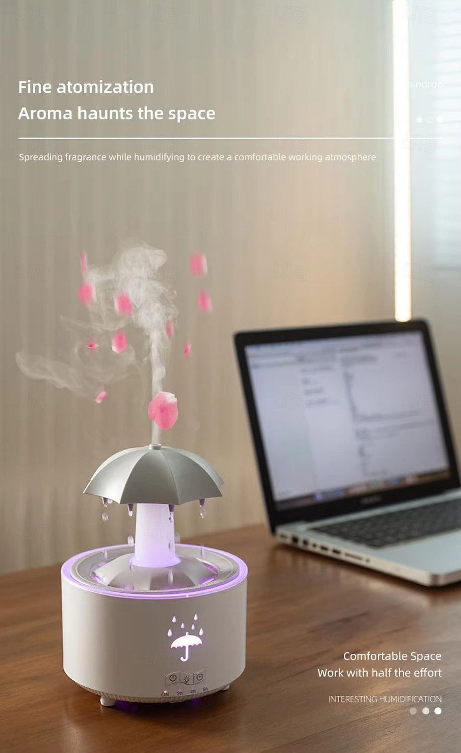 Kleurrijke regendruppel aromatherapie machine roterende waterdruppel luchtbevochtiger afstandsbediening thuiskantoor waterzuiveraar 2025 - $35.99 –P3