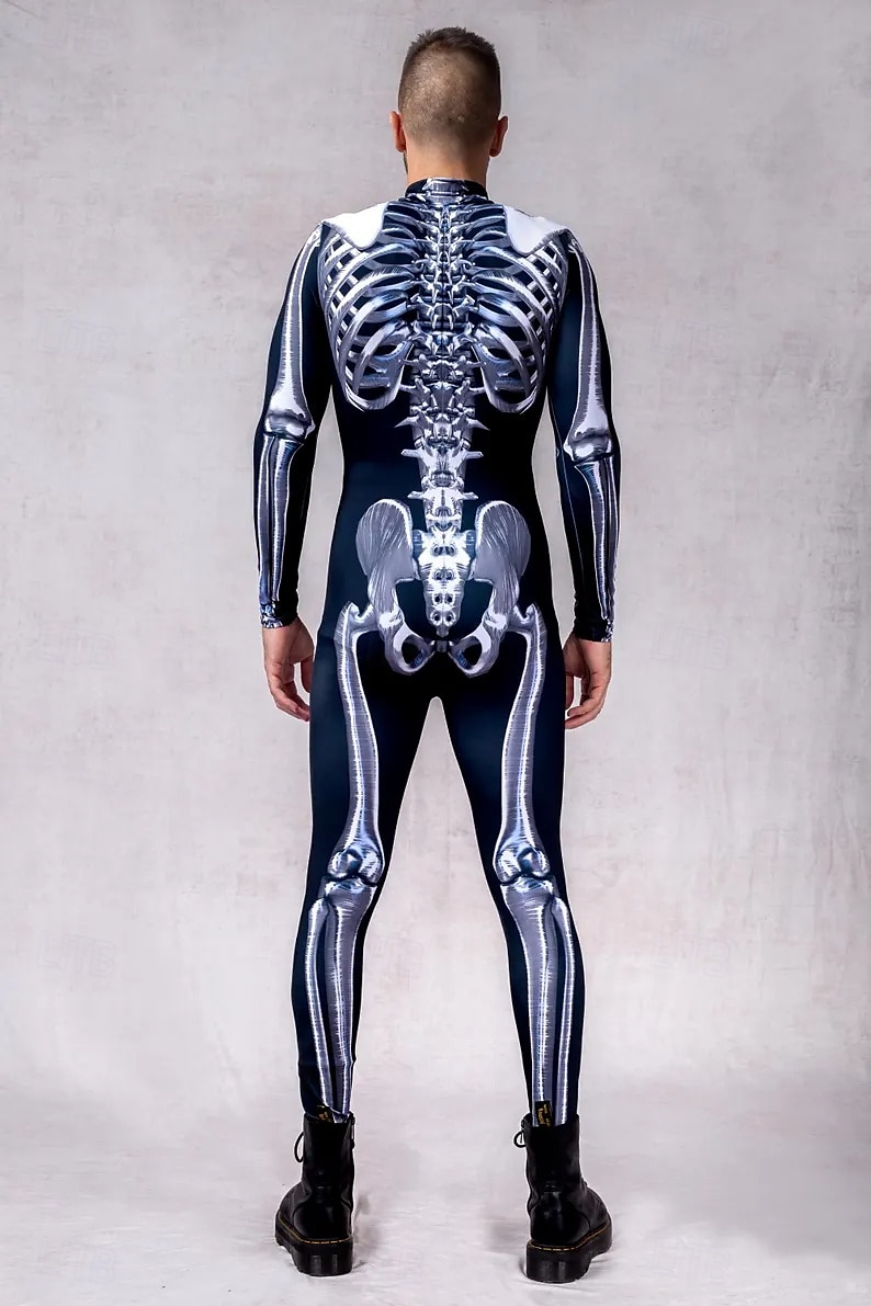 Halloweenský kostým s lebkou a kostlivcem, skupinové kostýmy pro páry, celotělový kombinéza, strašidelný kostým pro pány, ženy, chlapce, děti, dospělé, představení, párty, klub, halloween, karneval, 2025 - $29.99 –P7
