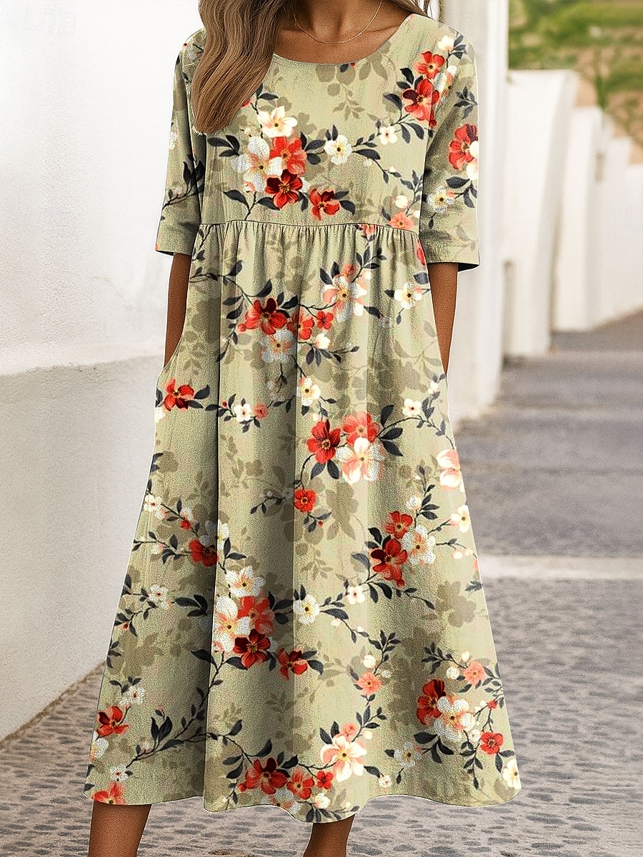 Femmes Robe Midi Robe Décontractée Robe trapèze Robe d'été Vacances Occasionnel Fête Coupe Ample Fleuri Graphique Demi Manches Col ras du cou Jaune Rose Claire Bleu Vert Été Printemps de 2025 ? $31.99 –P3