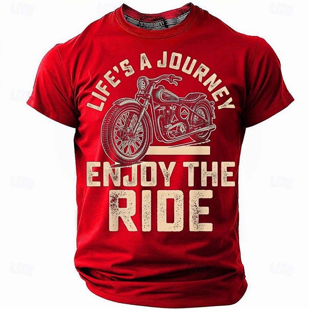 Herren Motorrad Lustiger Slang T Shirt Kurzarm T-Shirt 3D-Druck Rundhalsausschnitt Hemd Mode Täglich Basic Straße Lässig Täglich Schwarz Rote Blau Sommer Frühling Ganzjahres Bekleidung S M L XL XXL 2025 - $17.99 –P4