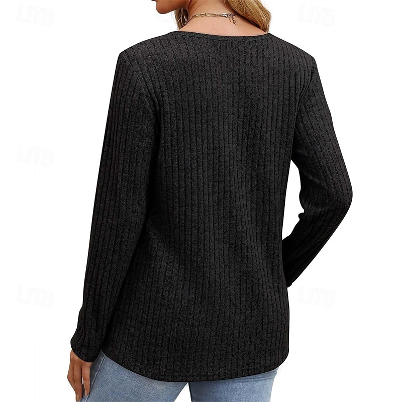Pentru femei Tricou Simplu Modă Modern Manșon Lung Stil Nautic Topuri obișnuite Zilnic Negru Mov Bej Vară 2025 - $19.49 –P4