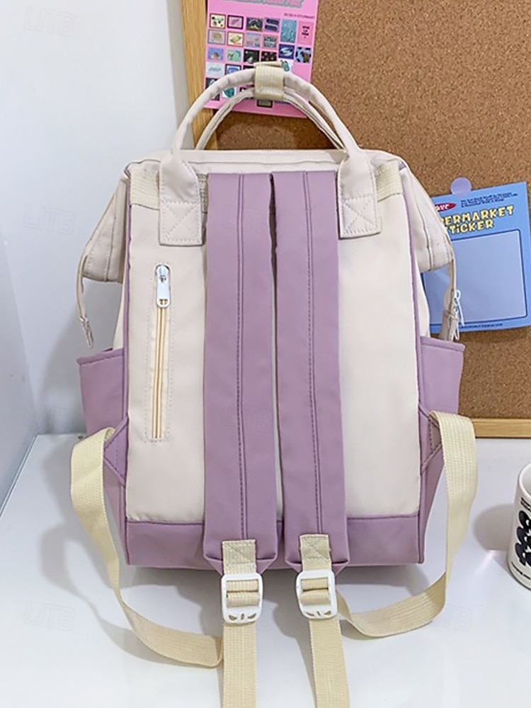 Sac à dos kawaii colorblock pour adolescentes – cartable léger avec grande capacité et porte-clés en forme de fruit pour un usage quotidien et sur le campus de 2025 ? $24.99 –P6