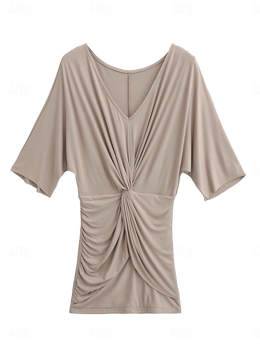 Damen Minikleid Freizeitkleid Etui-Kleid Sommerkleid Gerafftes Kleid Mode Modern Täglich Strand Wochenende Normale Passform Einfach Dreiviertelarm V Ausschnitt Schwarz Weiß Rosa Rote Sommer Frühling 2025 - $31.99 –P5