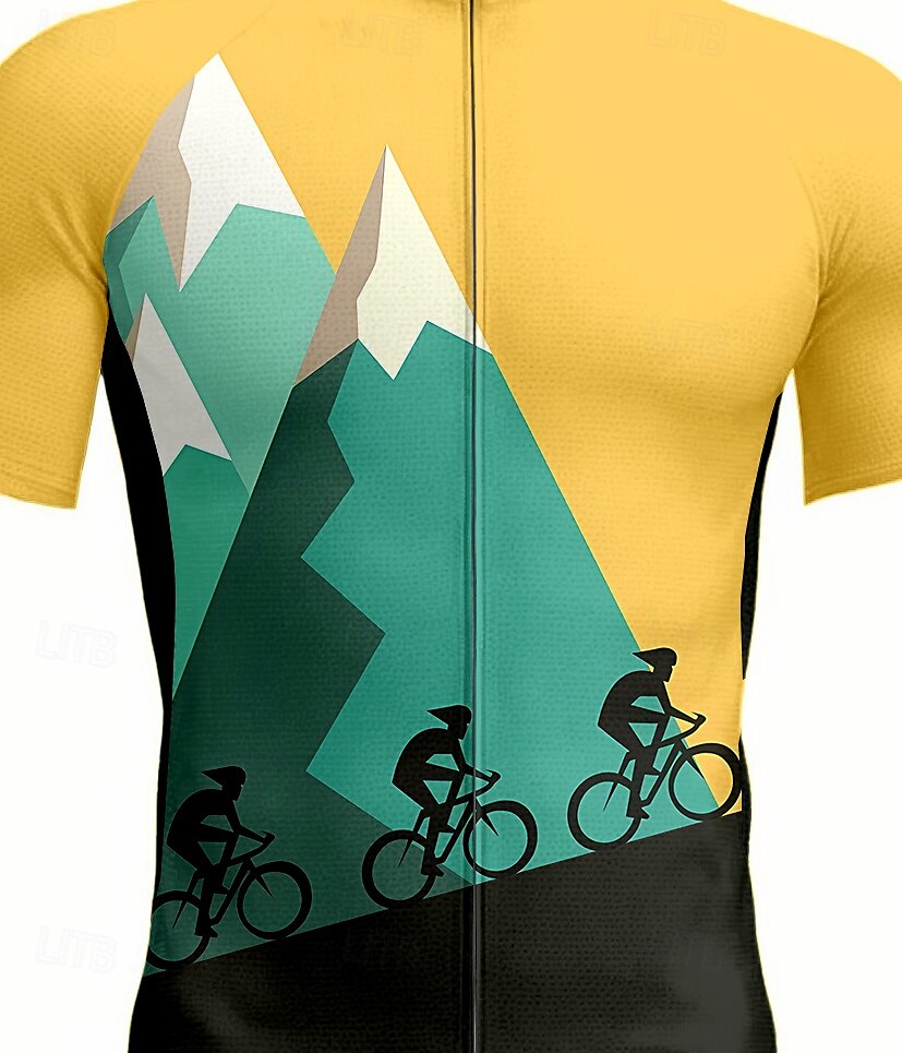 Per uomo Maglia da Ciclismo Manica Corta Bicicletta Maglia Top con 3 tasche posteriori Resistente ai Raggi UV Asciugatura Rapida Cerniera Frontale Strisce Riflettenti Giallo Gli sport Abbigliamento del 2025 a $28.99 –P3