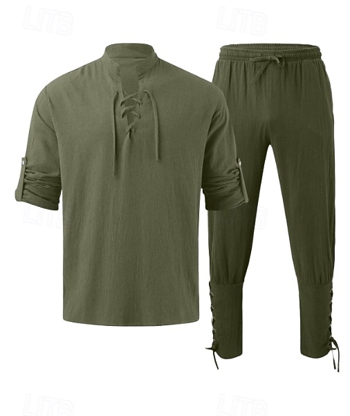 Retrò Vintage Medievale Rinascimento Pantaloni Abiti Camicia Pirata Ranger Costume Per uomo Vichingo Halloween Carnevale Mascherata Performance Mascherata LARP Adulti Camicia Pantaloni del 2026 a $44.99 –P8