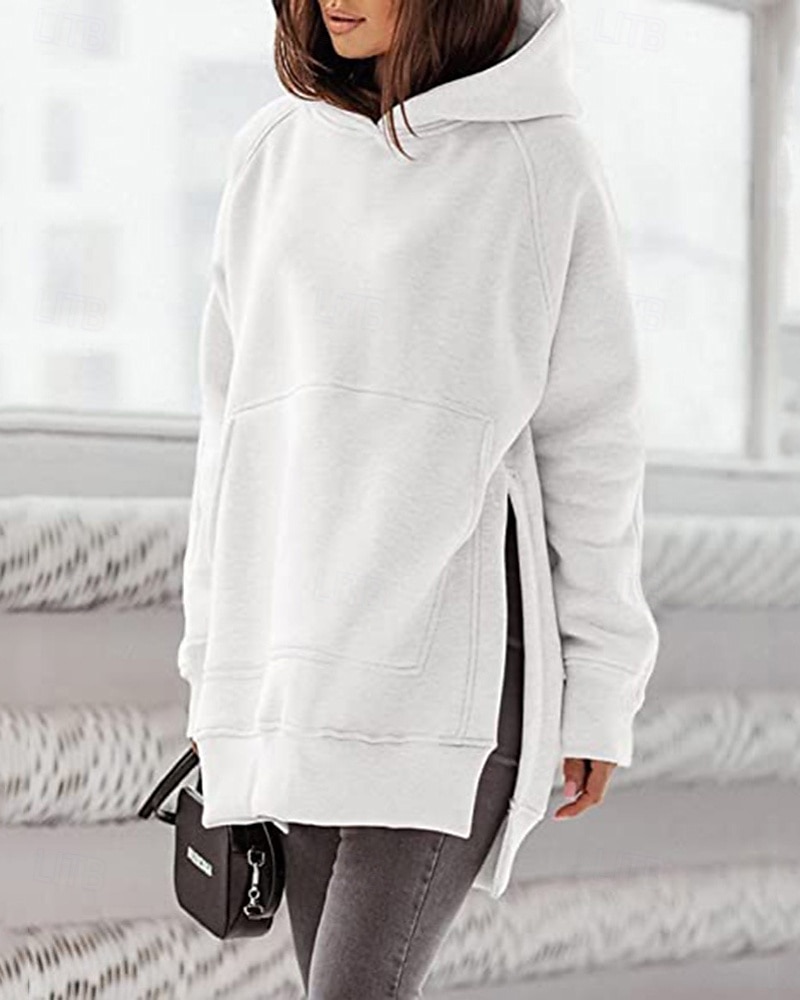 Dame Pullover hettegenser-genser عادي Gatemote Fritid Langermet Med hette Vanlige topper Gate Ferie Lomme Svart Rosa Vin Beige Lyseblå Vinter 2025 - $23.99 –P3