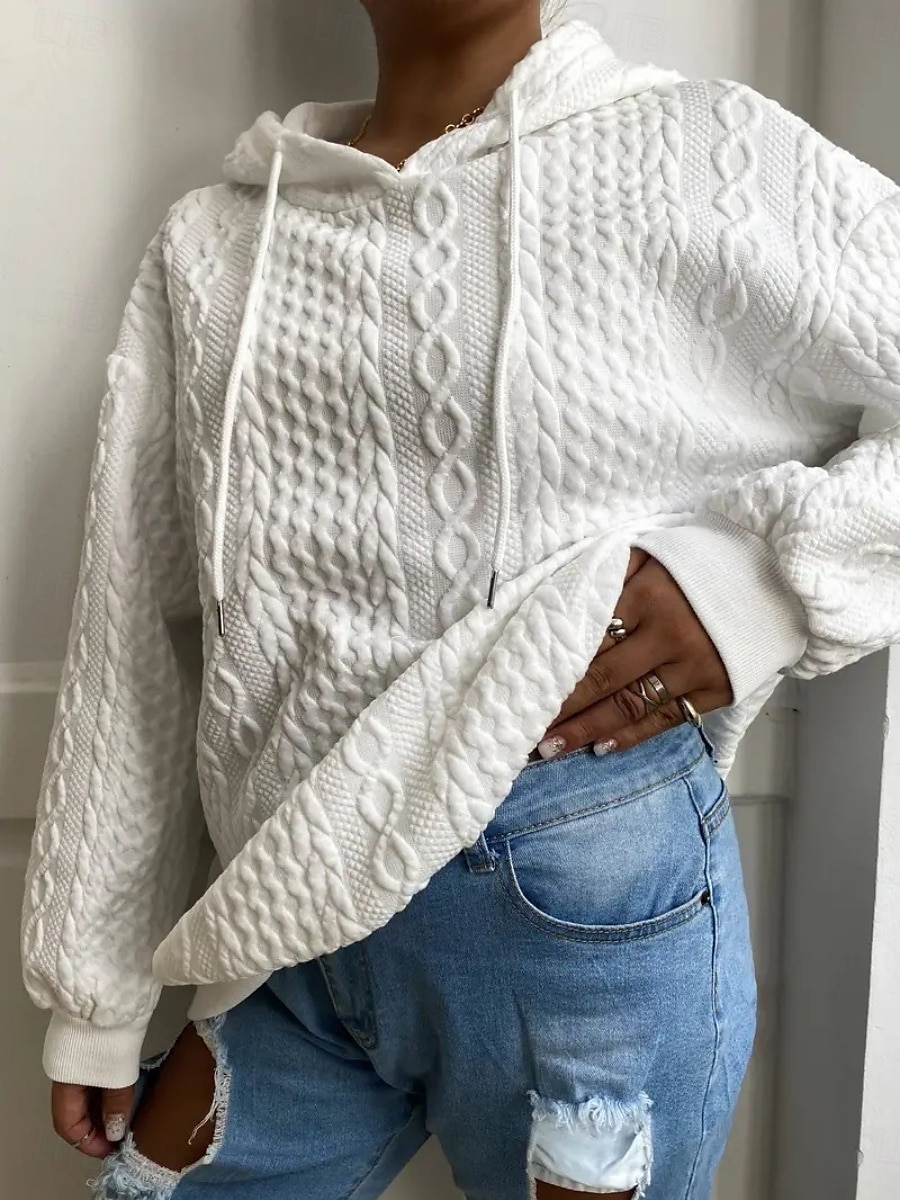Femmes Sweat à capuche Uni Occasionnel manche longue À capuche Hauts Réguliers Rue Tenue Quotidienne Noir Blanche Rose Claire Rouge Bleu Automne Hiver de 2025 ? $27.99 –P10