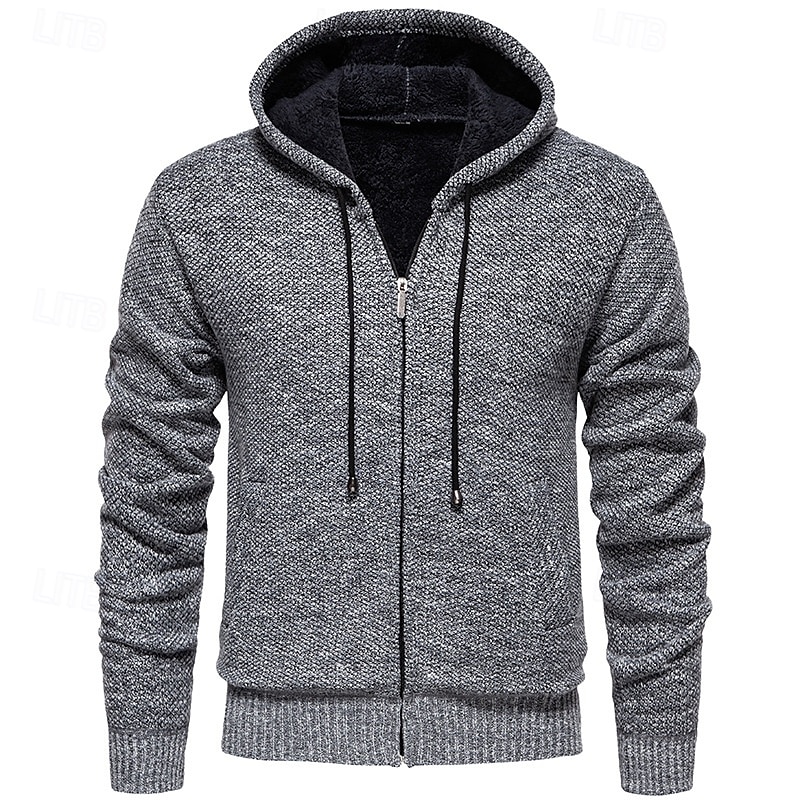 Hombre Chaqueta de Punto Suéter recortado Jersey con cremallera Suéter de punto Estriado Tejer Tops regulares Bolsillo Vellón Plano Con Capucha Moda Clásico Vacaciones Ropa Cotidiana Ropa Otoño 2025 - $21.99 –P2