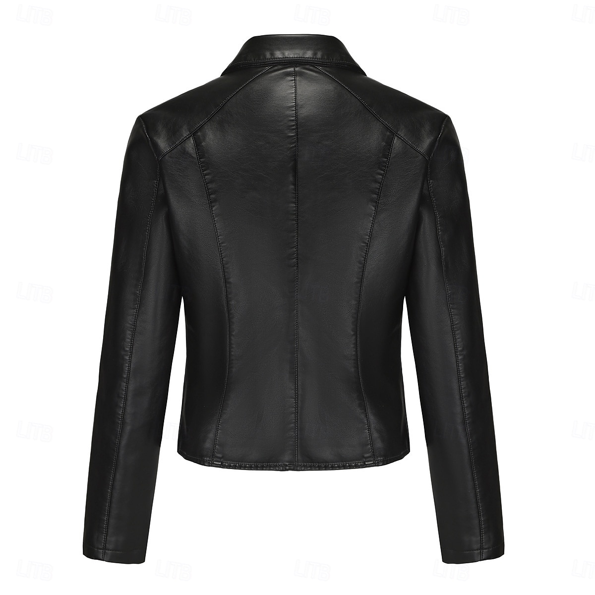 Women's Faux Leather Jacket Comfortable Buttons Fashion Street Style Plain Outdoor Casual Daily Regular Turndown Regular Fit Long Sleeve Outerwear Black Red Camel Spring Fall 2025 - $41.99 –P11
