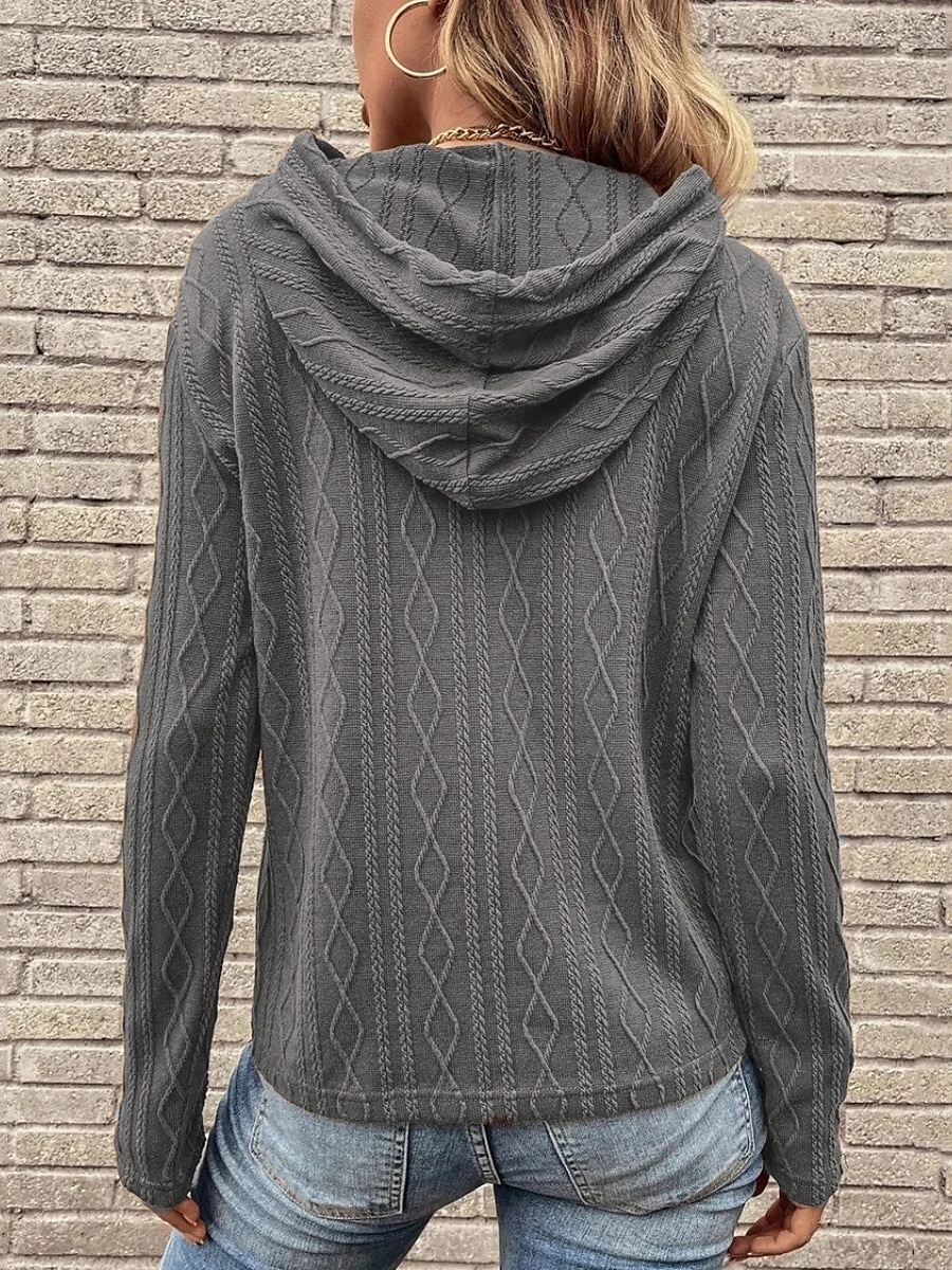 Per donna Felpa con cappuccio Semplice Casual Manica Lunga Con Cappuccio Top Regolari Streetwear Abbigliamento Quotidiano Nero Vino Marrone Grigio Autunno Inverno del 2025 a $24.99 –P10