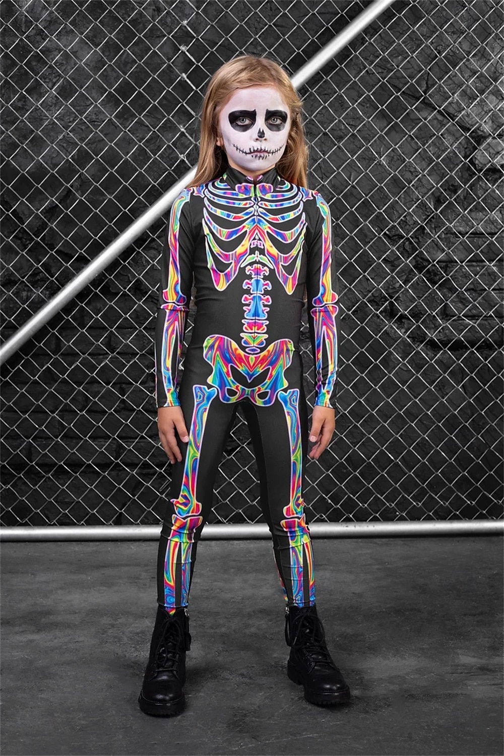Koponya, csontváz Testhezálló Full Body Catsuit Ijesztő jelmez Férfi Női Fiú Gyermek Felnőttek Teljesítmény Parti Klub Mindszentek napja Farsang A halál napja Könnyű farsangi jelmez 2025 - $29.99 –P1