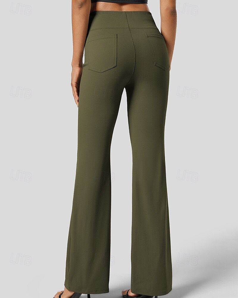 Per donna Gamba larga Pantaloni a zampa Pantaloni Eleganti Streetwear Casual Lunghezza intera Naturale Semplice Tasca Elastico in vita Comodo All'aperto Vacanza Ferie Grigio scuro Nero Verde militare del 2025 a $24.99 –P12