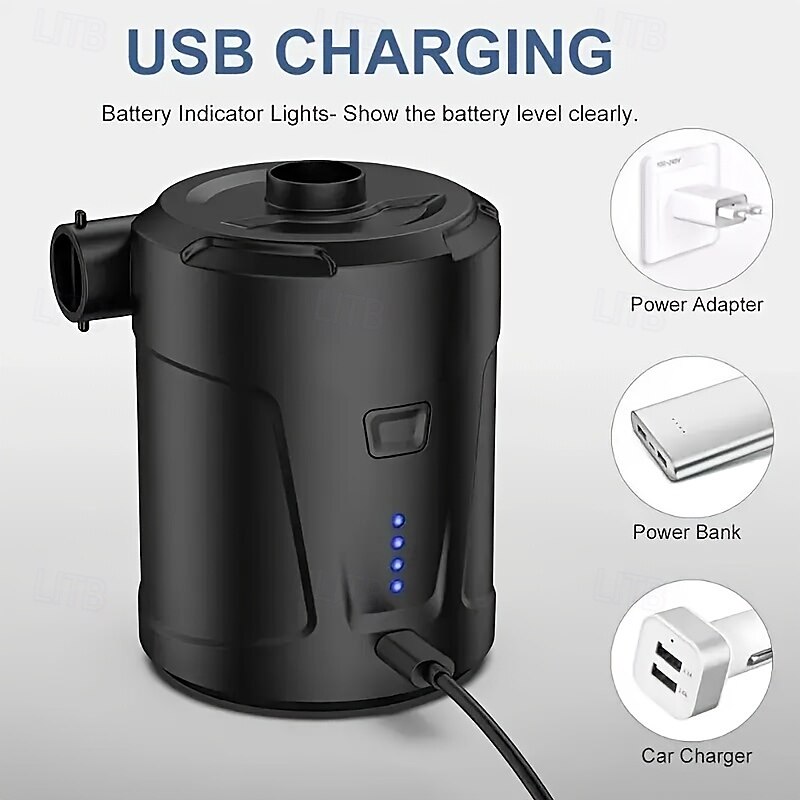 Компактный электрический насос с зарядкой от USB - беспроводное надувное устройство для кемпинга, портативный для надувных подушек, воздушных матрасов, лодок, плавательных кругов, изготовленных из 2025 - $54.99 –P2