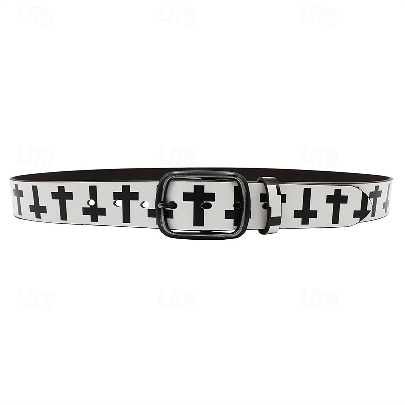 Men's Belt Waist Belt Black White Dermis Alloy Durable Adjustable Cross Outdoor Daily 2025 - $29.99 –P13