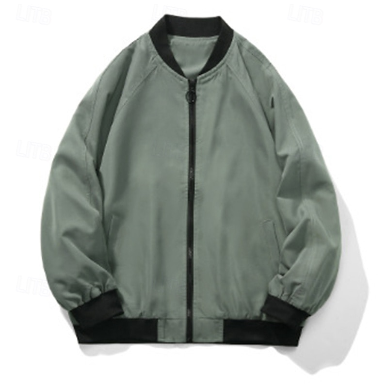Herren Leichte Jacke Freizeitjacke Urlaub Täglich Atmungsaktiv Tasche Frühling Herbst Farbblock Mode Klassisch Stehkragen Regulär Aprikose Schwarz Gelb Grün Armeegrün Jacken 2025 - $35.99 –P16
