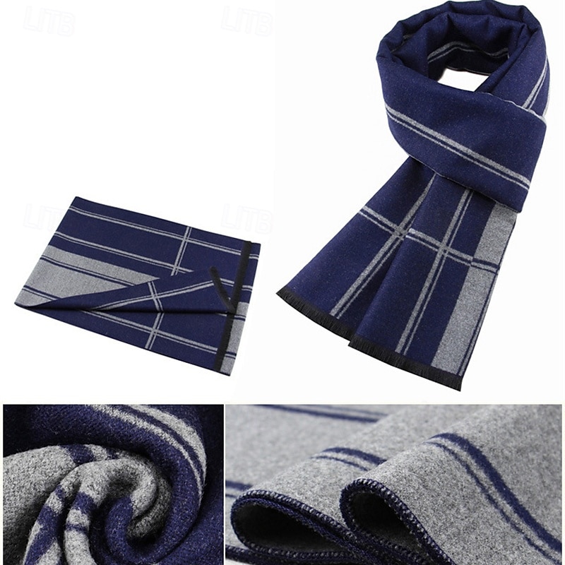 Damen Rechteckiger Schal Straße Täglich Date Gris Blau Schal Farbblock Gestreift 2025 - $19.99 –P7