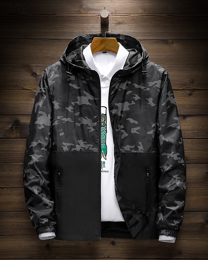 Herren Wanderjacke Hardshelljacke Außen Wasserdicht Winddicht Wanderoutfits Wanderbekleidung Frühling Herbst Oberteil Jagd Camping / Wandern / Höhlenforschung Reisen Patchwork Schwarz Rot Blau 2025 - $29.99 –P5