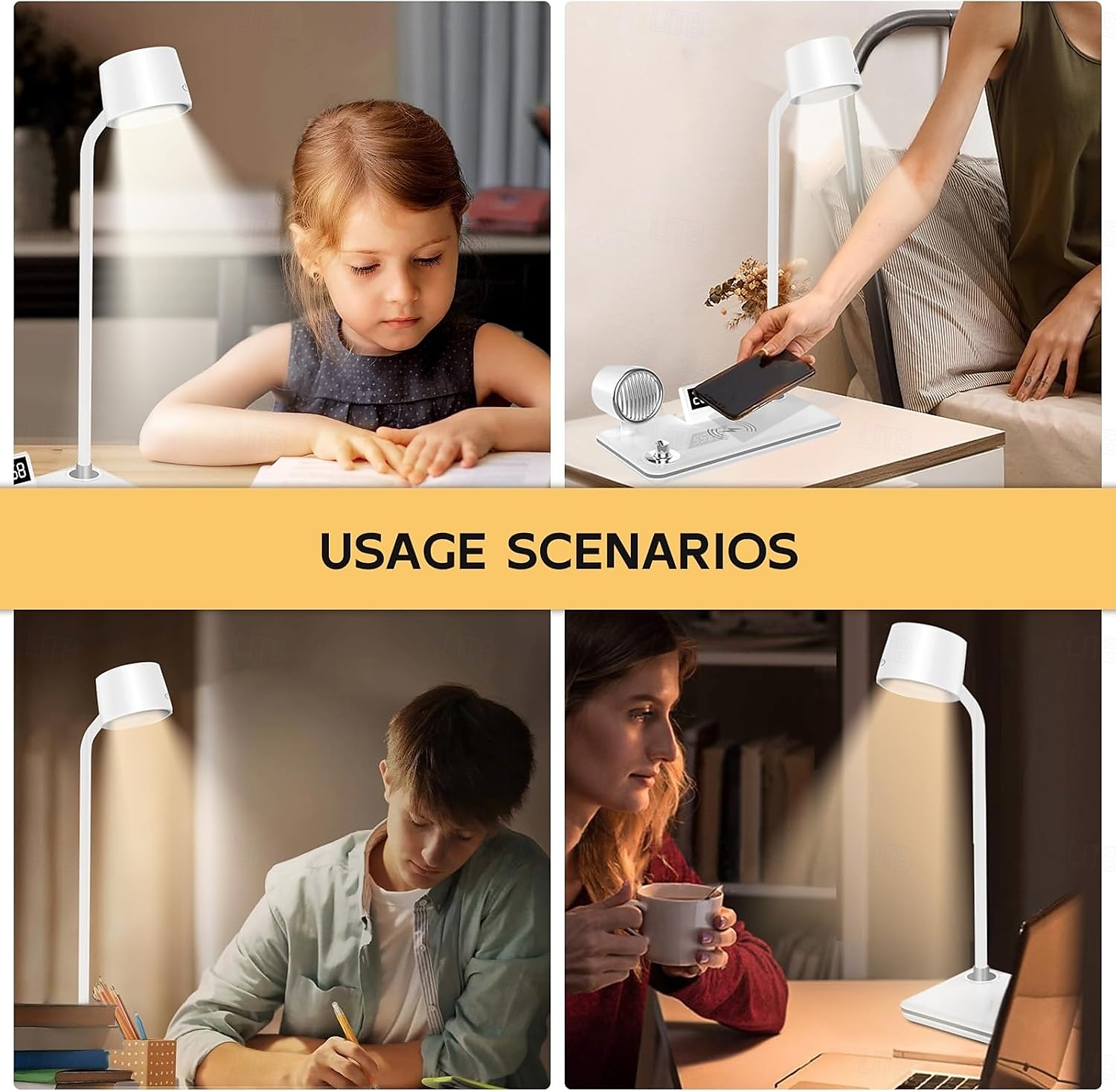 LED Desk Lamps for Home Office Wireless Charger Small Desk Lamp with Bluetooth Touch lamps for nightstand Reading Night Light with Clock Dimmable Side Table Lamp for College Dorm Room Bedroom 2025 - $52.99 –P6