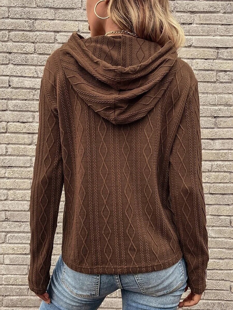 Per donna Felpa con cappuccio Semplice Casual Manica Lunga Con Cappuccio Top Regolari Streetwear Abbigliamento Quotidiano Nero Vino Marrone Grigio Autunno Inverno del 2025 a $24.99 –P15