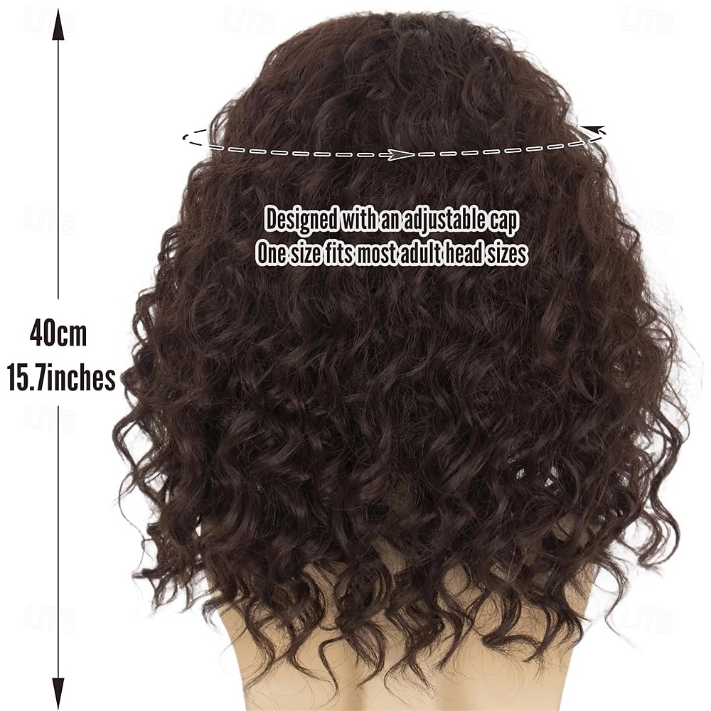 Mens Brown Curly Wig for Costume Party Middle Part Retro 80s Brown Cosplay Wigs for Adults 2026 - $23.99 –P2