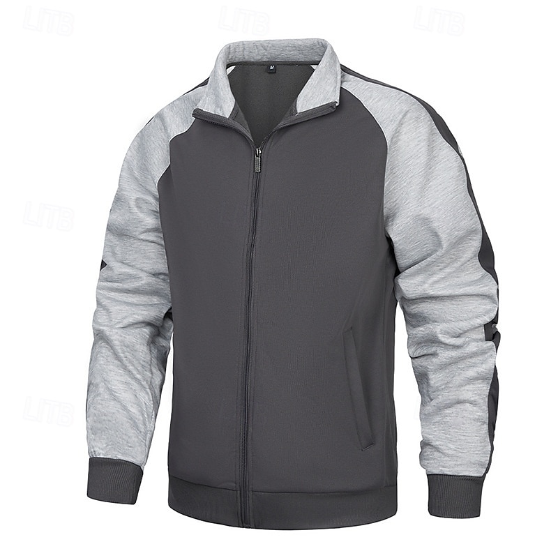 Herren Leichte Jacke Freizeitjacke Urlaub Täglich Tasche Frühling Herbst Farbblock Mode Klassisch Stehkragen Regulär Rote Armeegrün Dunkelgray Jacken 2026 - $30.99 –P13