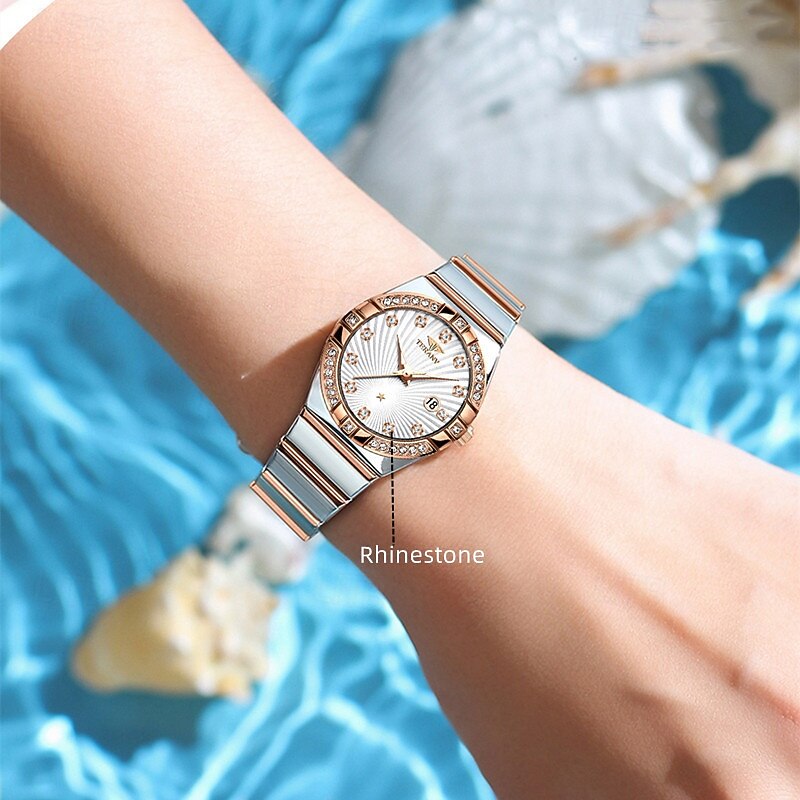 Uusi tyylikäs naisten ruusukultakotelo kvartsikello ipx7 vedenkestävyys ja luminous kalenterinäyttö rannekello arkielämään matkalle ystävänpäivälahja naisille 2026 - $16.99 –P10