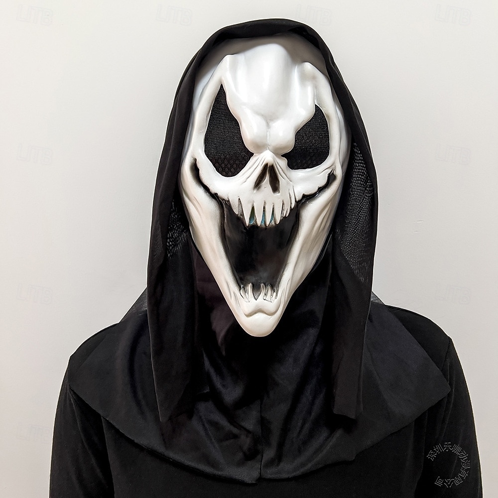 Halloween Ghost Face Mask for Adults, Scary Latex Full Head Mask for ...