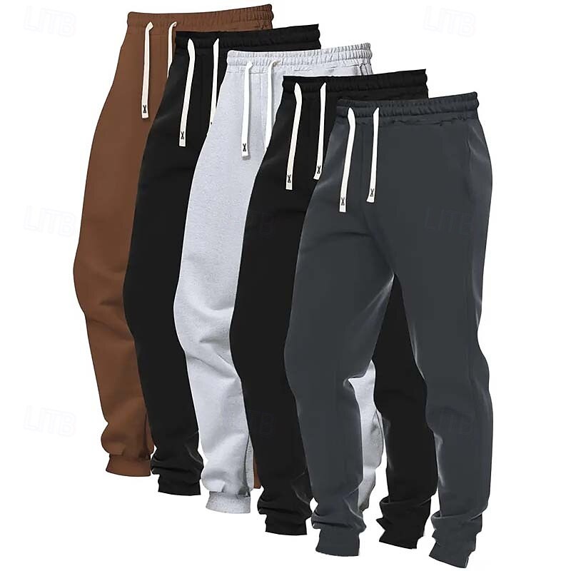 5PCS Men's Sweatpants Joggers Trousers Casual Pants Running Pants Pocket Elastic Waist Drawstring Plain Comfort Full Length Outdoor Daily Simple Classic Style 2025 - $49.99 –P9