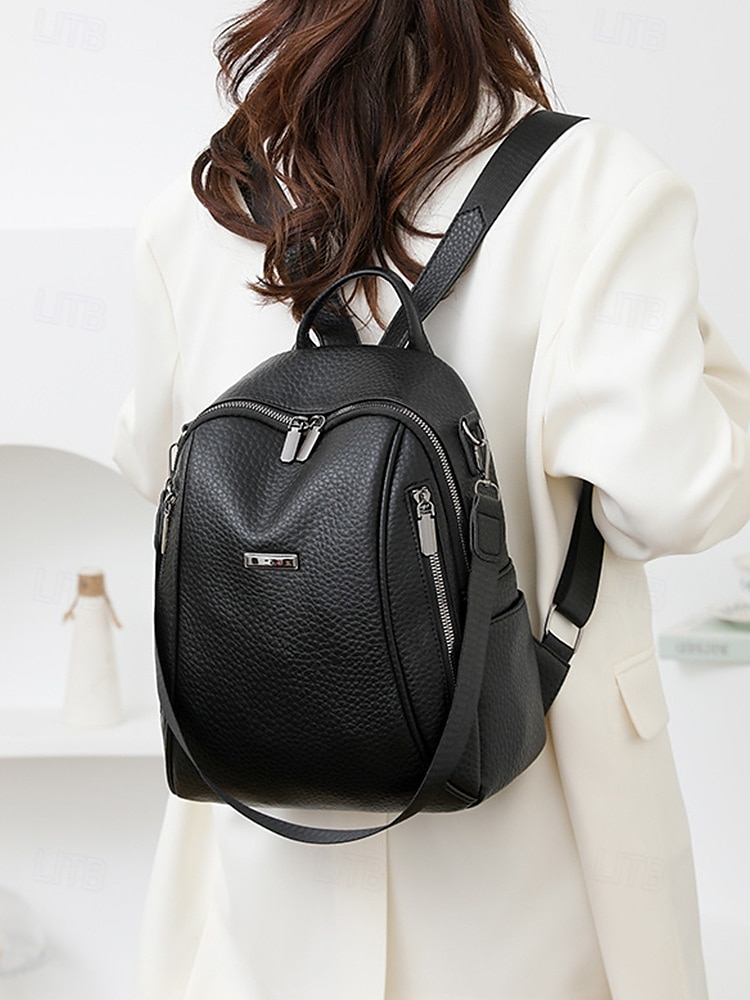 Women's Brown Faux Leather Mini Backpack – Water-Repellent Scratch-Resistant Fashion Daypack for Travel, Work and Daily Use 2025 - $24.99 –P2