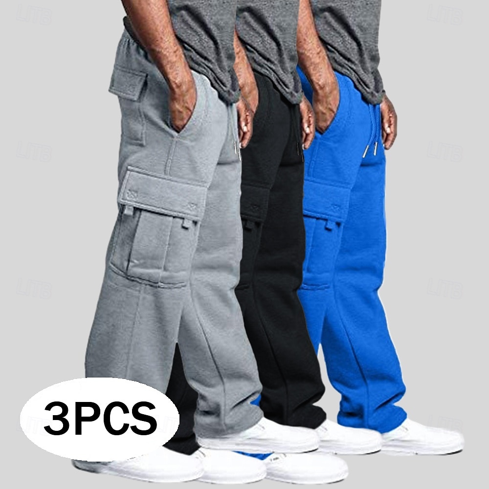 Herr Militärbyxor Fleecebyxor Joggingbyxor Joggare Långbyxor Elastisk midja Snörning Flera fickor Ensfärgat Vindtät Utomhus Knelängd Utomhus Ledigt Dagligen Mode Streetwear Svart + Vit + Ljusgr 2025 - $35.99 –P1
