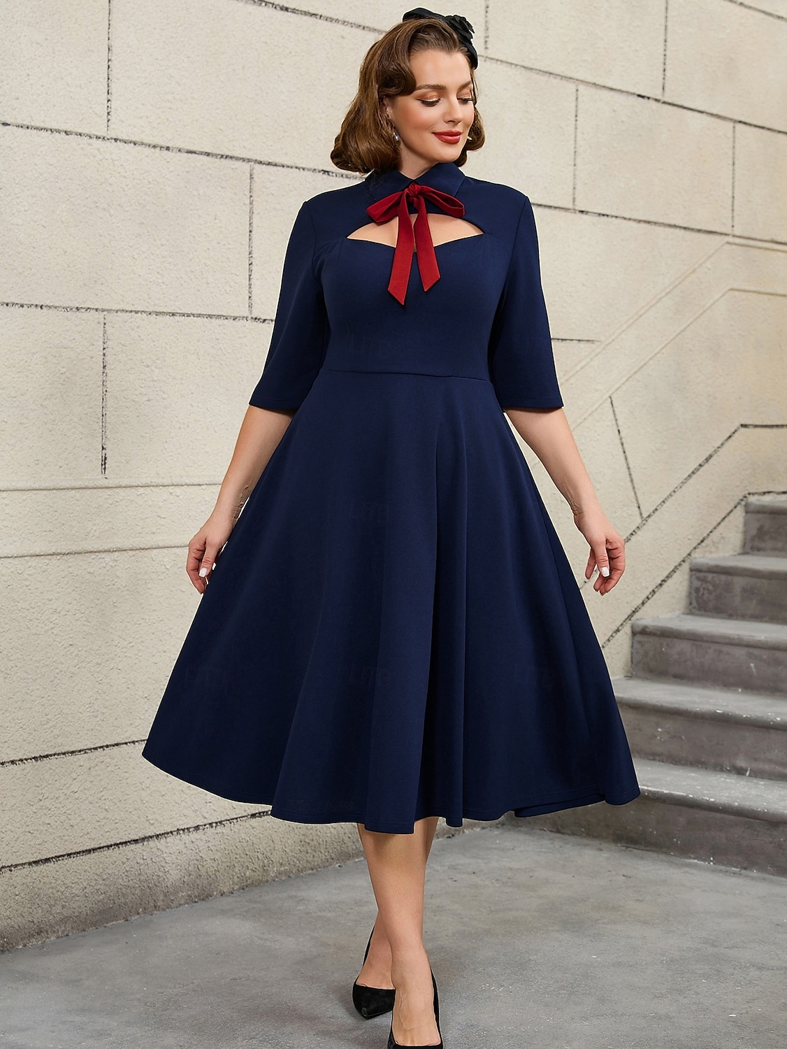 Retro Vintage 1950s Rockabilly Midi A Line Dress Flare Dress Plus Size A-Line Women's Vacation Homecoming Party & Evening Adults Dress Spring & Summer 2025 - $41.99 –P6