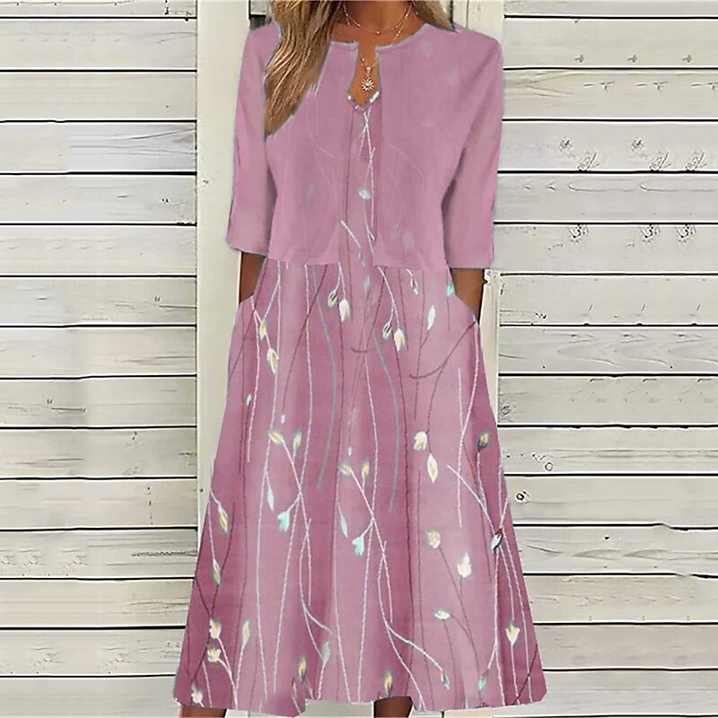 Damen Midikleid Freizeitkleid Kleid-Set Mode Modern Täglich Strand Wochenende Normale Passform Blume Halbarm V Ausschnitt Hellgrün Rosa Rote Blau Frühling Herbst 2025 - $29.99 –P2