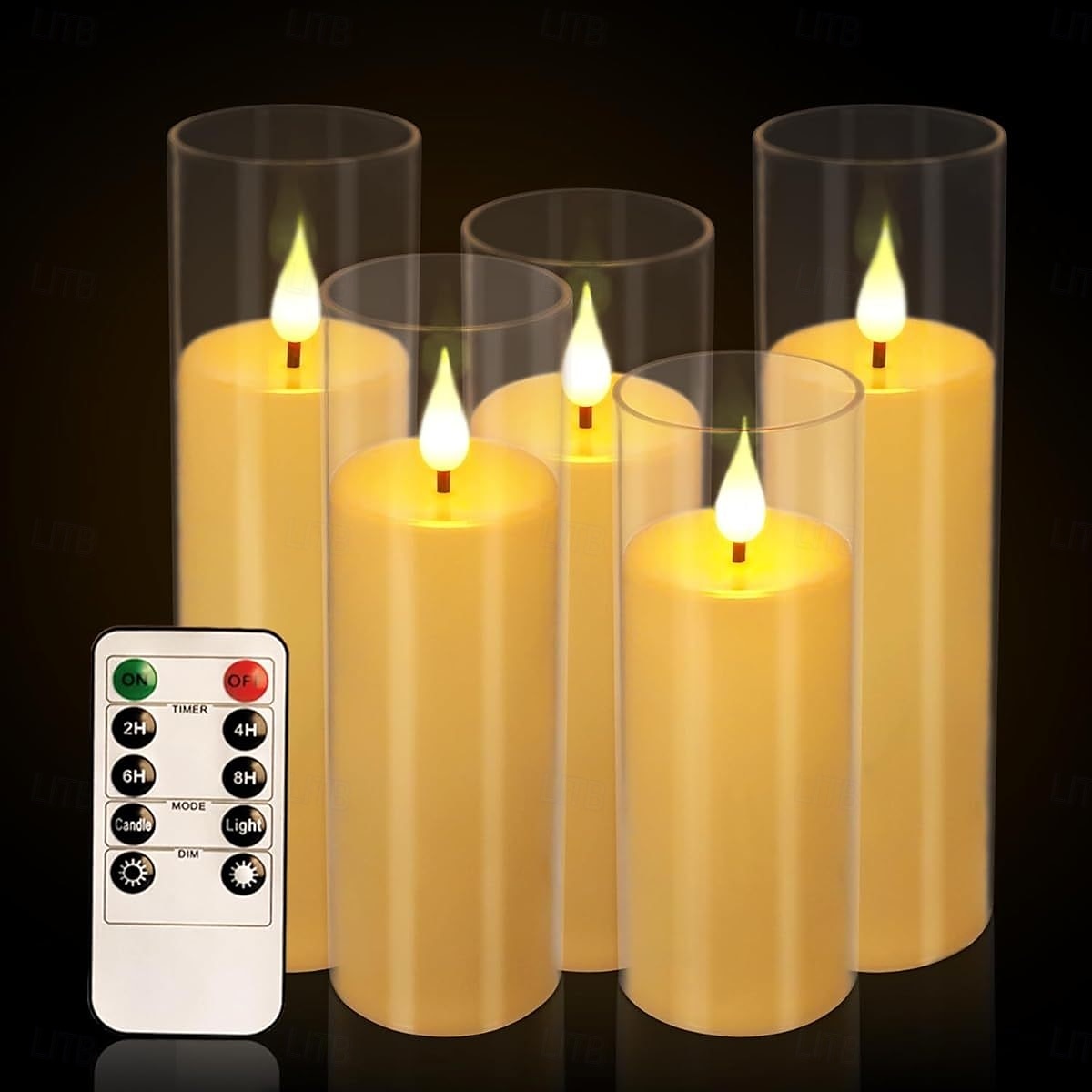 5 ks elektronických svíček simulujících Halloween a Vánoce s dálkovým ovládáním s časovačem, vhodné pro vnitřní i venkovní použití, terasu, jídelní stůl, setkání, večírky, svatební dekorace, AA 2025 - $21.99 –P1