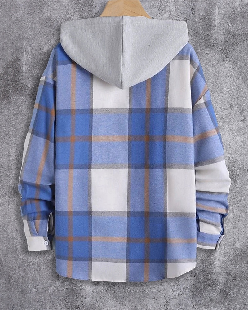 Voor heren Lichtgewicht jack Overhemdjack Vrijetijdsjas shacket Vakantie Dagelijks Ademend Zak Lente Herfst Ruitjes Modieus Klassiek Capuchon Normaal Wijn Rood blauw Groen Jacks 2025 - $27.99 –P8