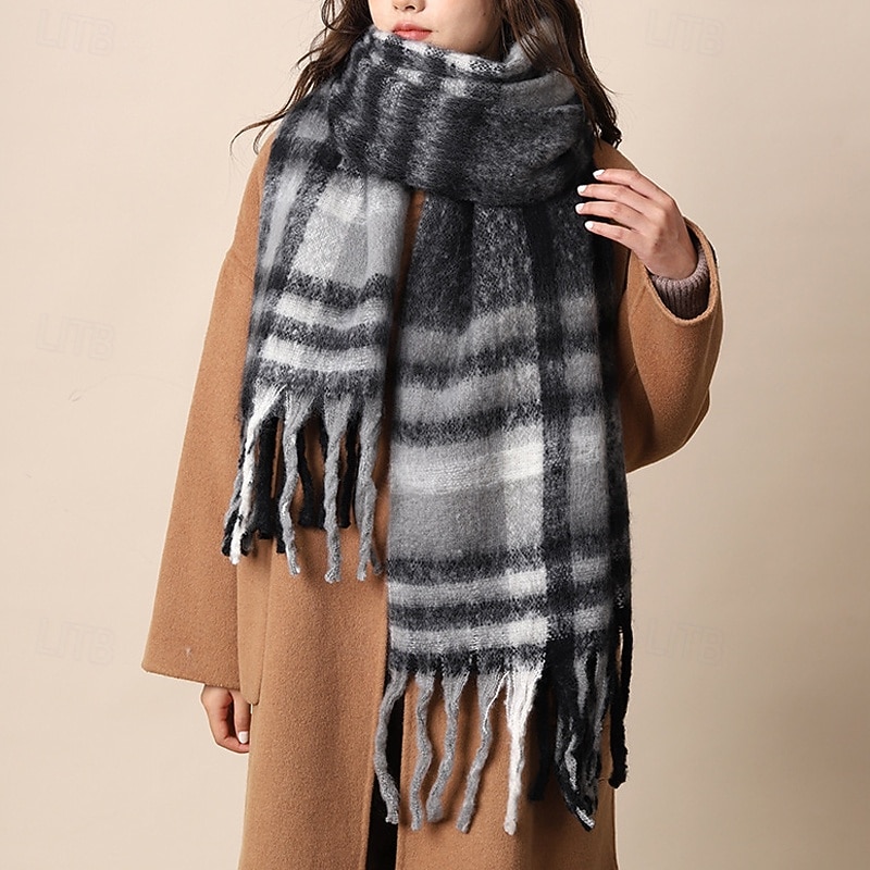 Per donna Sciarpa rettangolare Sciarpe da donna Streetwear Quotidiano Data Nero Arancione Sciarpa Plaid del 2025 a $22.99 –P9